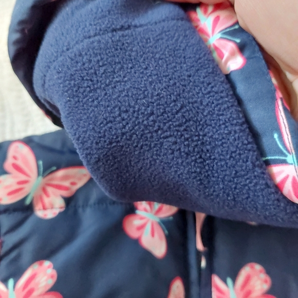 LITTLE ME BUTTERFLIES GIRLS PUFFER HOODIE JACKET - Picture 8 of 12